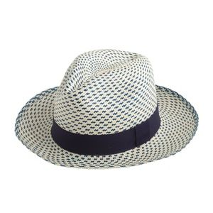 J. CREW Two Tone Blue Panama Hat